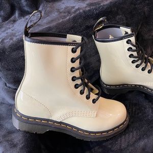 Pale yellow dr martens boots
